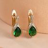 1 Pair Teardrop Red Green Blue Aqua White Black Pink Stone Dangle Earrings for Women Bridal Wedding Gold Color Jewelry