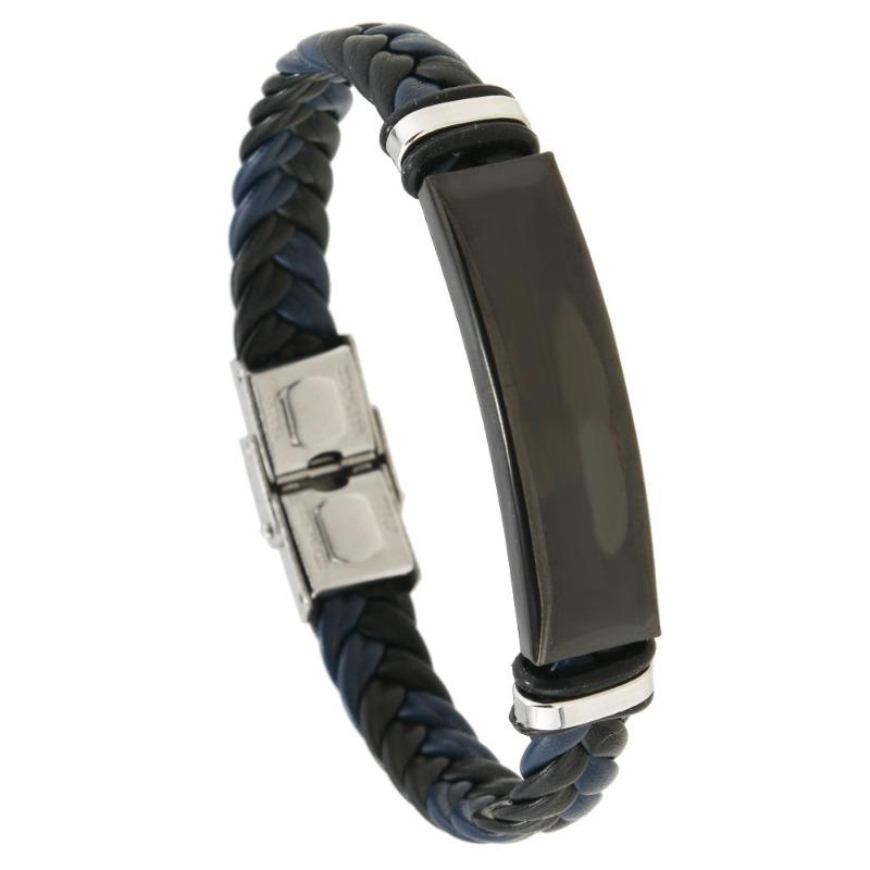 Beautiful jewelry braided stainless steel men bracelet casual glossy leather bracelet bracelet