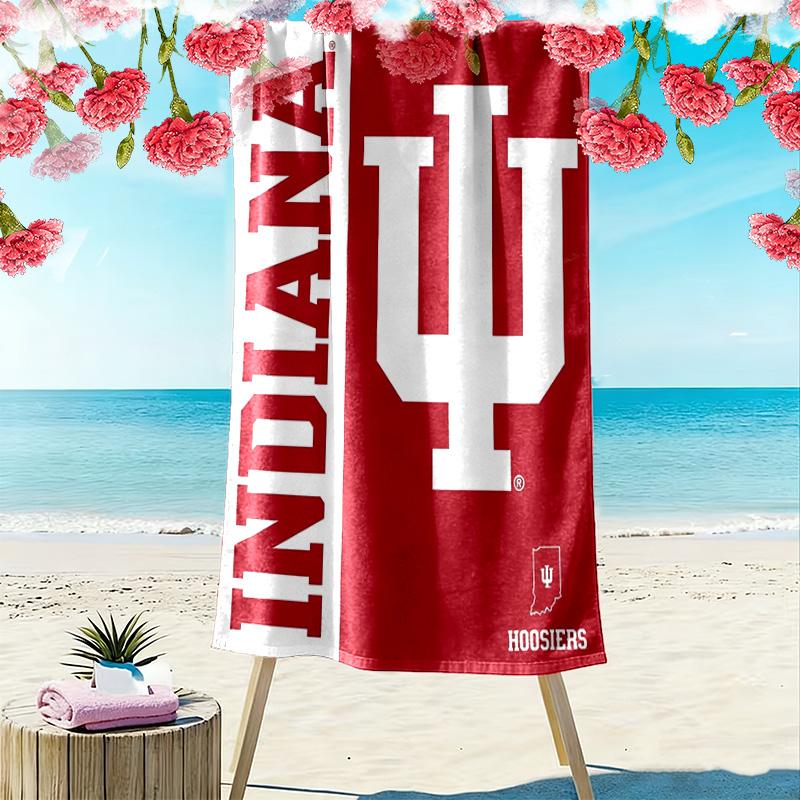 Indiana Hoosiers Print Beach Towel, Large Soft Quick Dry Towel for Beach Camping Swimming