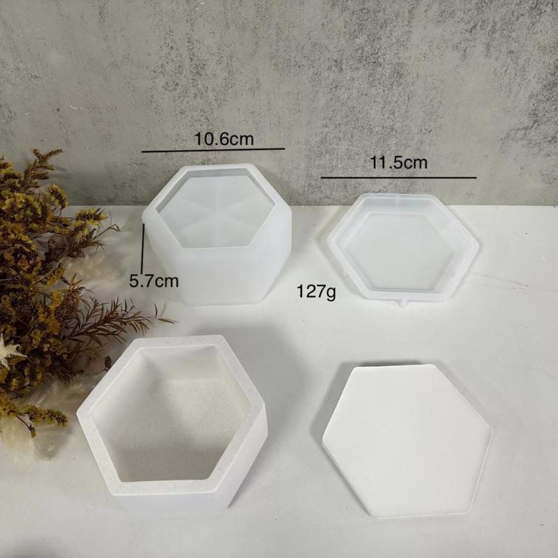 Storage Box Mold Hexagon Silicone Mold DIY Aromatherapy Gypsum Candle Jar Jewelry Box Epoxy Resin Molds Home Decorations