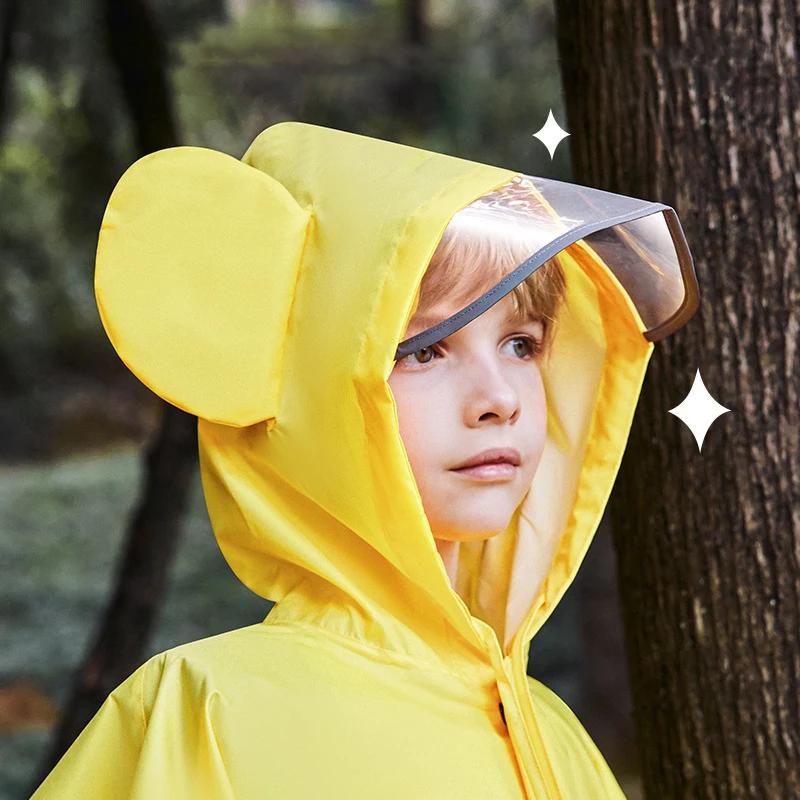 Милый утепленный детский плащ с героями мультфильмов, пончо, дождевик для малышей, детская дождевика с большими полями, ветрозащитный студенческий дождевик, костюм