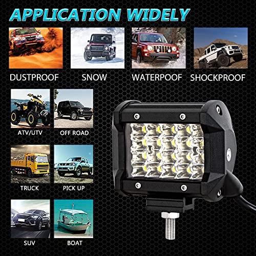 Willpower 4" 60 Вт Светодиодный рабочий свет 12 В 24 В Широкий и узкий угол Светодиодный прожектор IP67 Световая панель 6000K Белый Вспомогательный свет Наружное освещение (2pcs)