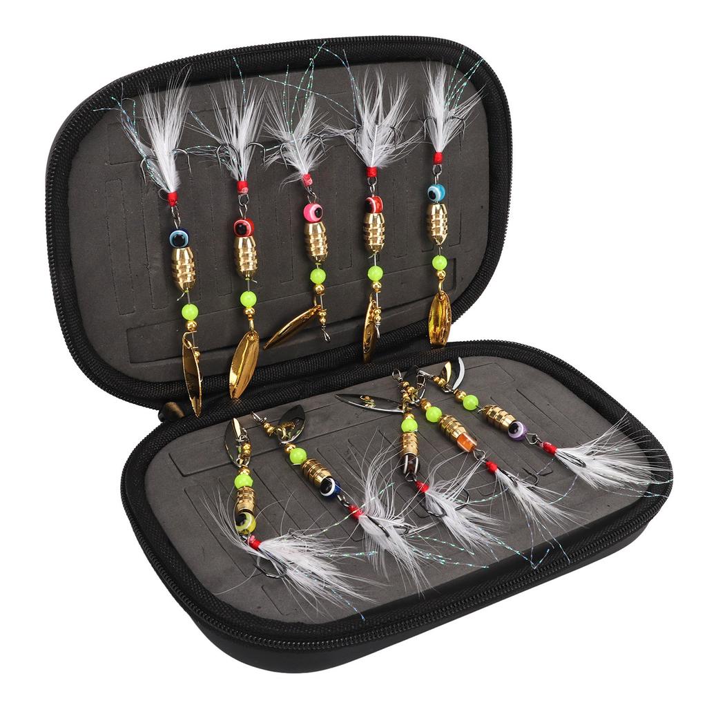 10 шт. вращающаяся рыболовная приманка с блестками, перьевой крючок из высокоуглеродистой стали, устойчивая к соленой воде