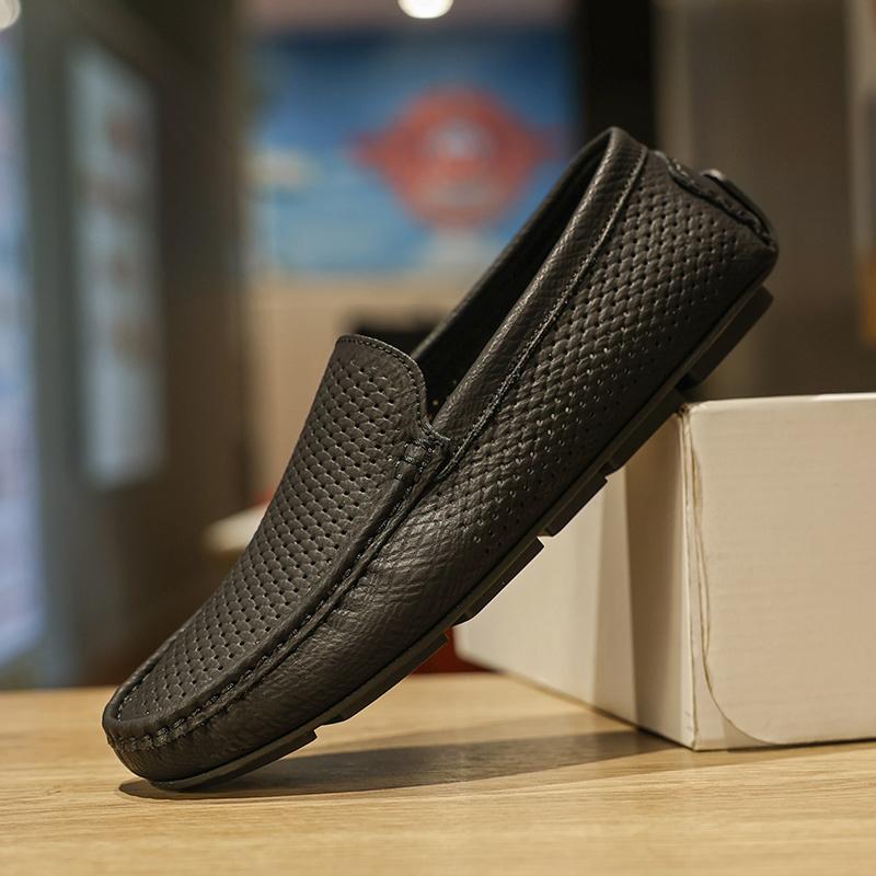 Genuine Leather Men's Slip On Shoes Handmade Casual Loafers Breathable Male Driving Flats Hot Sale Man Business Shoes Moccasins