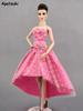 Розовое вечернее платье в горошек для куклы Барби, одежда высокого качества, вечернее платье, миниатюрная детская игрушка, аксессуары для кукол 1/6