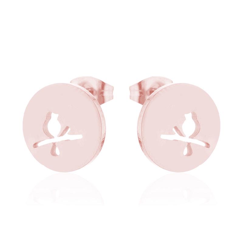 Серьги-гвоздики в стиле ретро из нержавеющей стали с милыми животными - рождественские серьги-гвоздики в виде птиц, кроликов и оленей