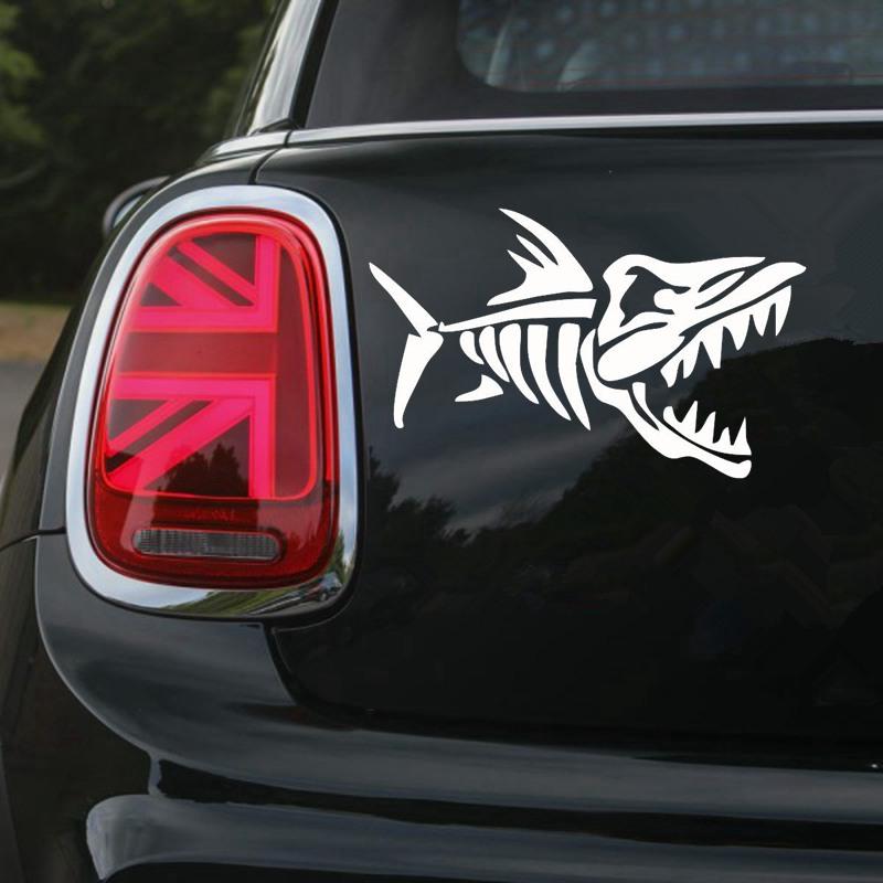 Tri Mishki HZX1515 Shark Bone Car Sticker Vinyl Decals Reflective Fishing Boat Sticker On Car Motorcycle Truck Bumper Windshield