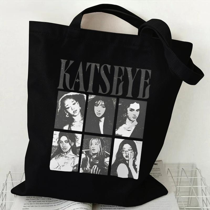 KATSEYE Girl Group Print Canvas Tote Bag Commuter Student Shoulder Bag Large Capacity 60123-4
