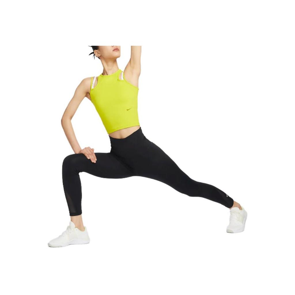 Nike Dri-FIT Solid Logo Round Neck Sleeveless Tank Top Women Tops Cactus-Green DX6488-308