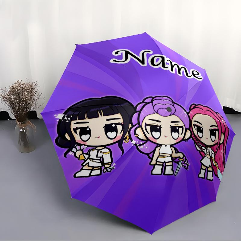 Personalized Name K-KPop Demon Hunters Print Umbrella - Automatic Open/Close, Eight-Rib Durable Frame, Automatic Folding Umbrella
