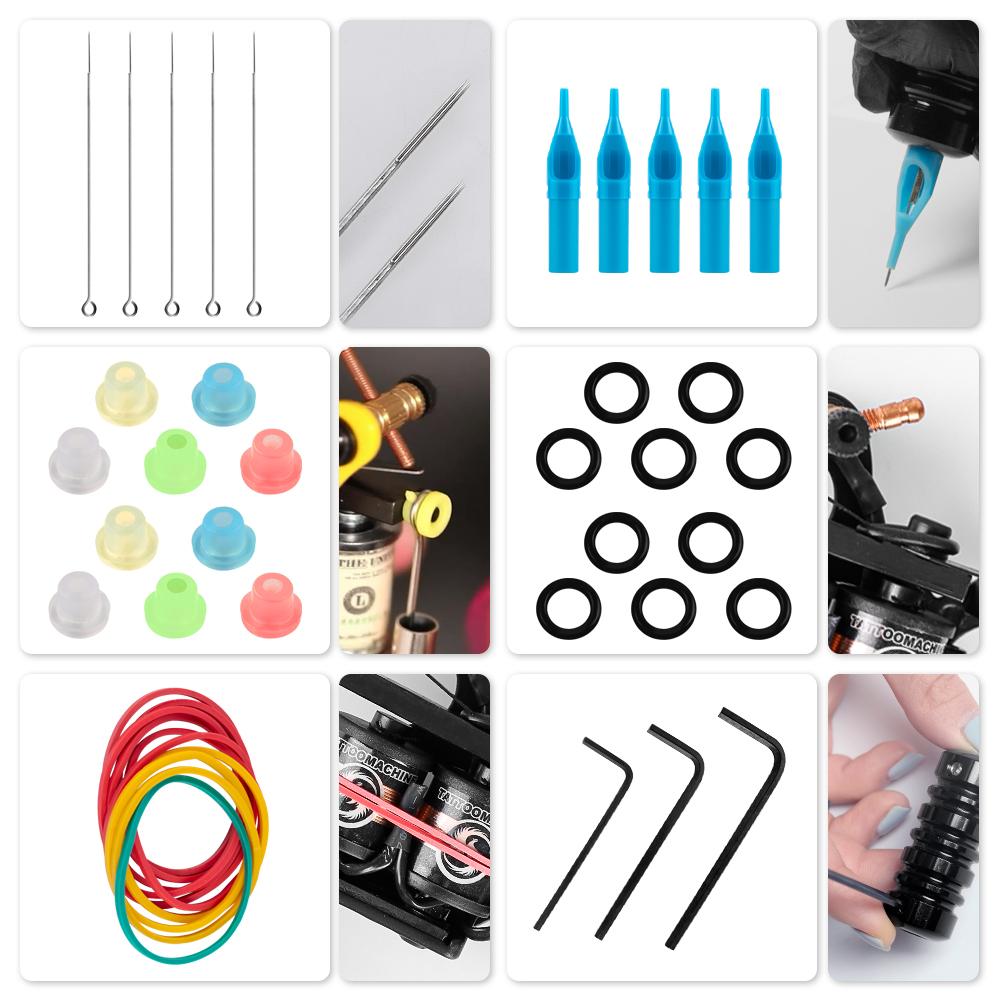 PHOENIXY Starter Tattoo Machines Gun с 30 мл чернилами, пигментом, источником питания для татуировки, традиционные игольчатые ручки для татуировки, инструменты для боди-арта, полный комплект