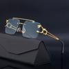 2025 Vintage Rimless Sunglasses Men Women Fashion Oversized Square Shades Eyewear New Double Bridge Gradient UV400 Sun Glasses