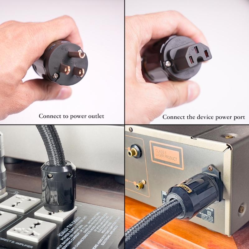 Аудиофильский Hi-Fi силовой кабель 12 AWG Кабель питания 12 AWG для США Разъем 125 В 15 А 3-контактный силовой кабель для колонки сабвуфера