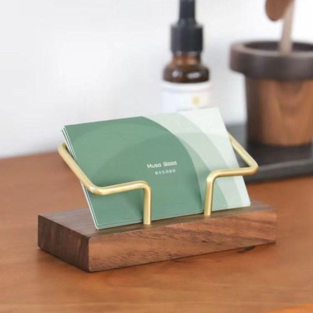 Walnut Wood Wooden Card Holder Tabletop Shelf Cards Display Stand Home Office Supply