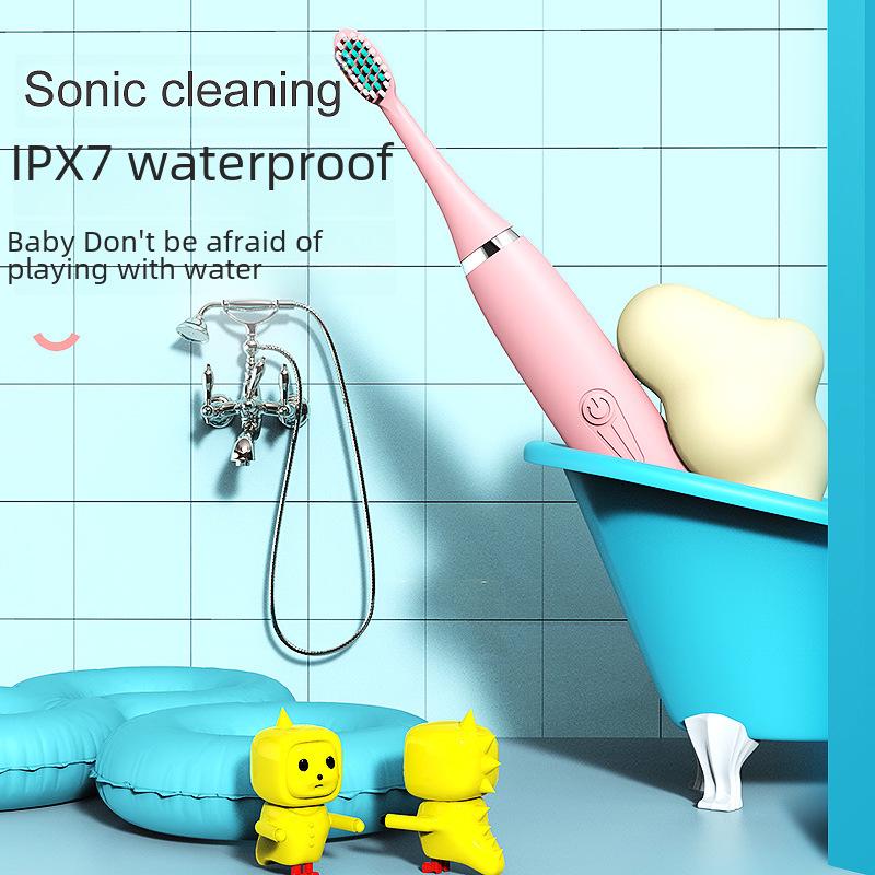 Водонепроницаемая ультразвуковая детская электрическая зубная щетка - милый мультяшный дизайн, мягкая щетина, класс защиты IP7, идеальный подарок