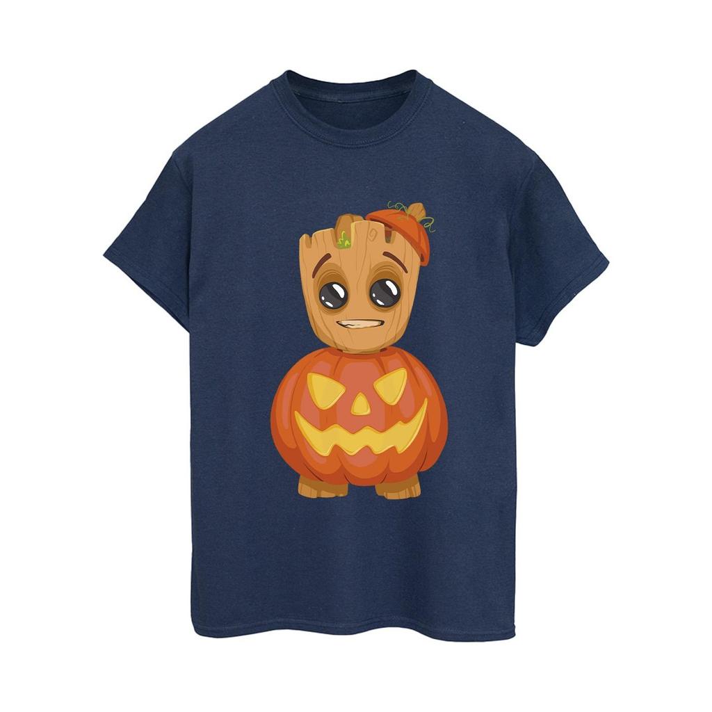 Футболка бойфренда из хлопка «I Am Groot» с принтом тыквы Groot