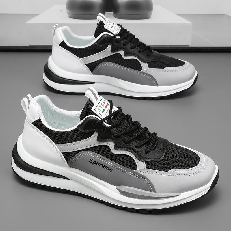 Летние дышащие мужские туфли, новые мужские сетчатые спортивные повседневные кроссовки для бега Little White Dad High Tide Shoes