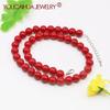 10mm Red Artificial-Coral Pearl Round Beads Necklace/Stud Earrings Sets Jewelry Neckchain,5cm Extension Chain,Girl/Women's Party Gift