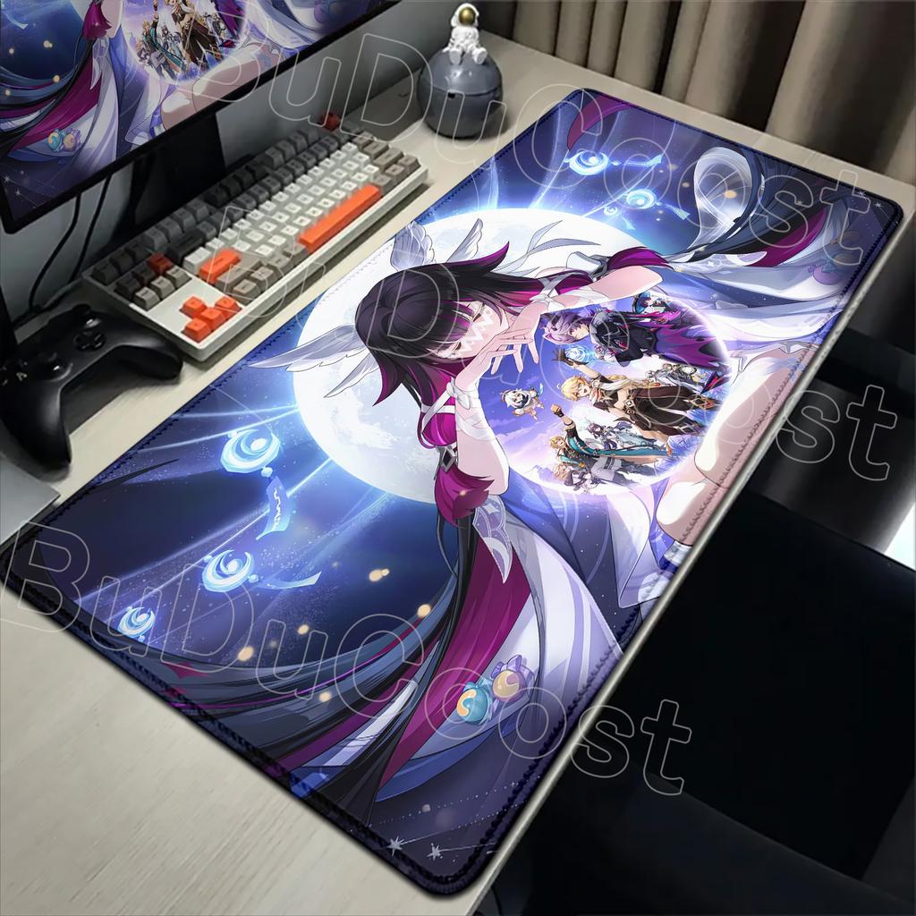 Новый большой игровой Коврик для мыши Nod-Krai Flins Lauma Columbina Sandrone Genshin Impact Песня Луны Игровой Коврик для мыши с защитой края