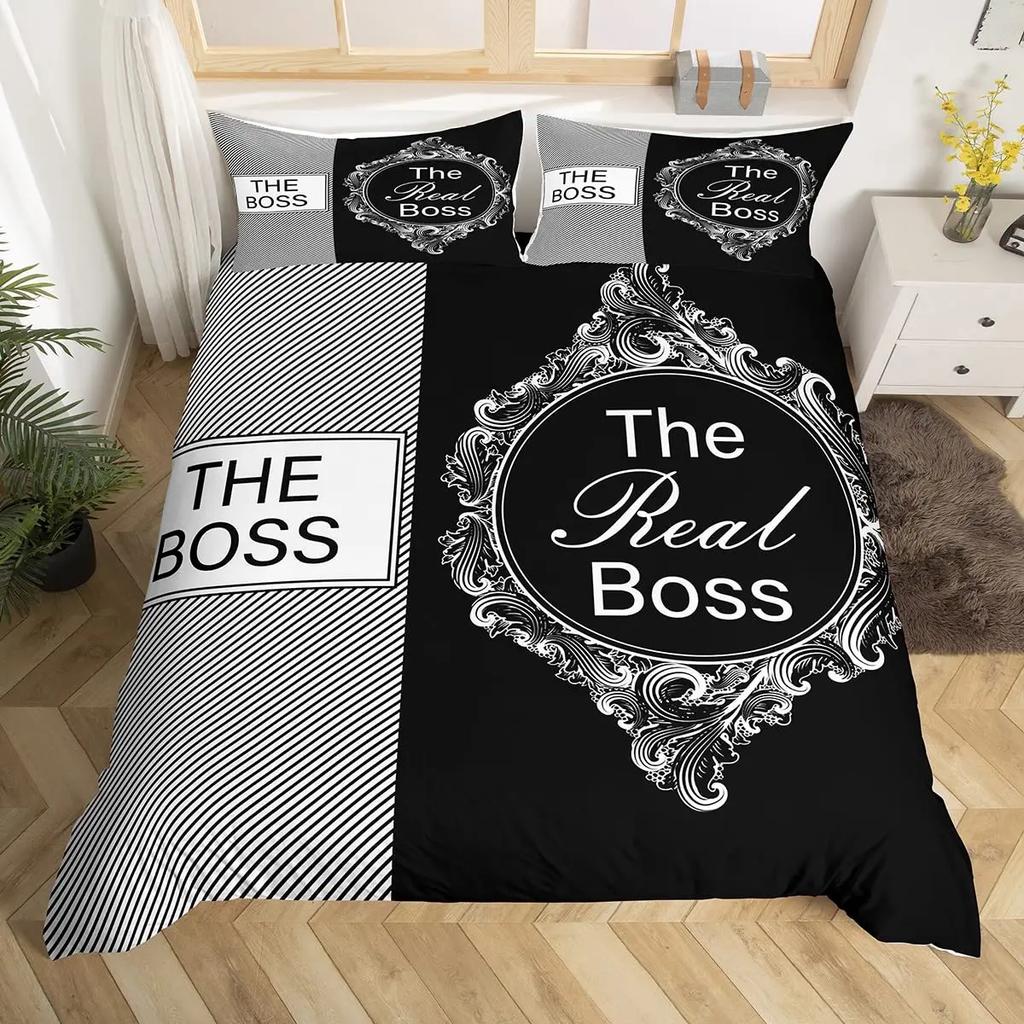 Couple Black And White King Queen Duvet Cover Mr And Mrs Gifts Bedding Set Red Lips Quilt Cover 2/3Pcs Polyester Comforter Cover
