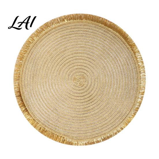 Modern Matte Texture Table Cover Christmas Round Mat with Tassel Heat Resistant PP Placemat Decorative Vase Waterproof for Holiday And New