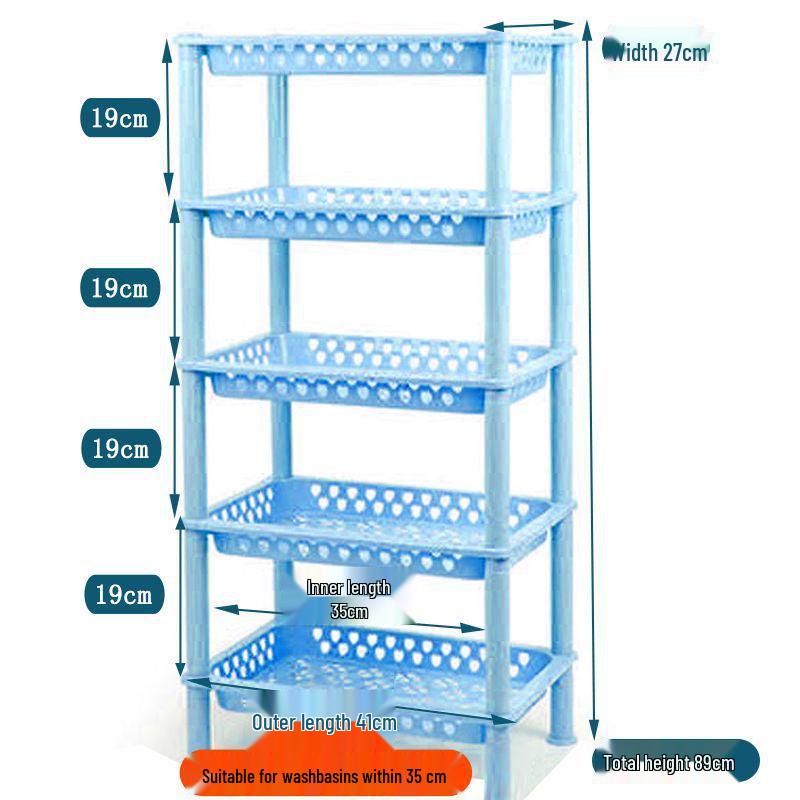 Multi-Layer Floor-Standing Kitchen Rack: Fruit, Vegetable, Pot, Basket, Bowl, Plate and Seasoning Organizer for Home & Bathroom.