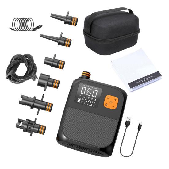 Воздушный насос 25 PSI с аккумулятором 8000 мАч, перезаряжаемый насос для сапборда, электрический портативный автомобильный надуватель с цифровым дисплеем, инструмент для быстрого надувания