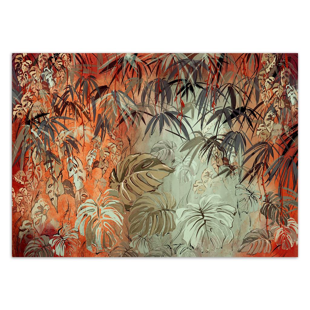 Wallpaper Painted Tropical Jungle Leaves