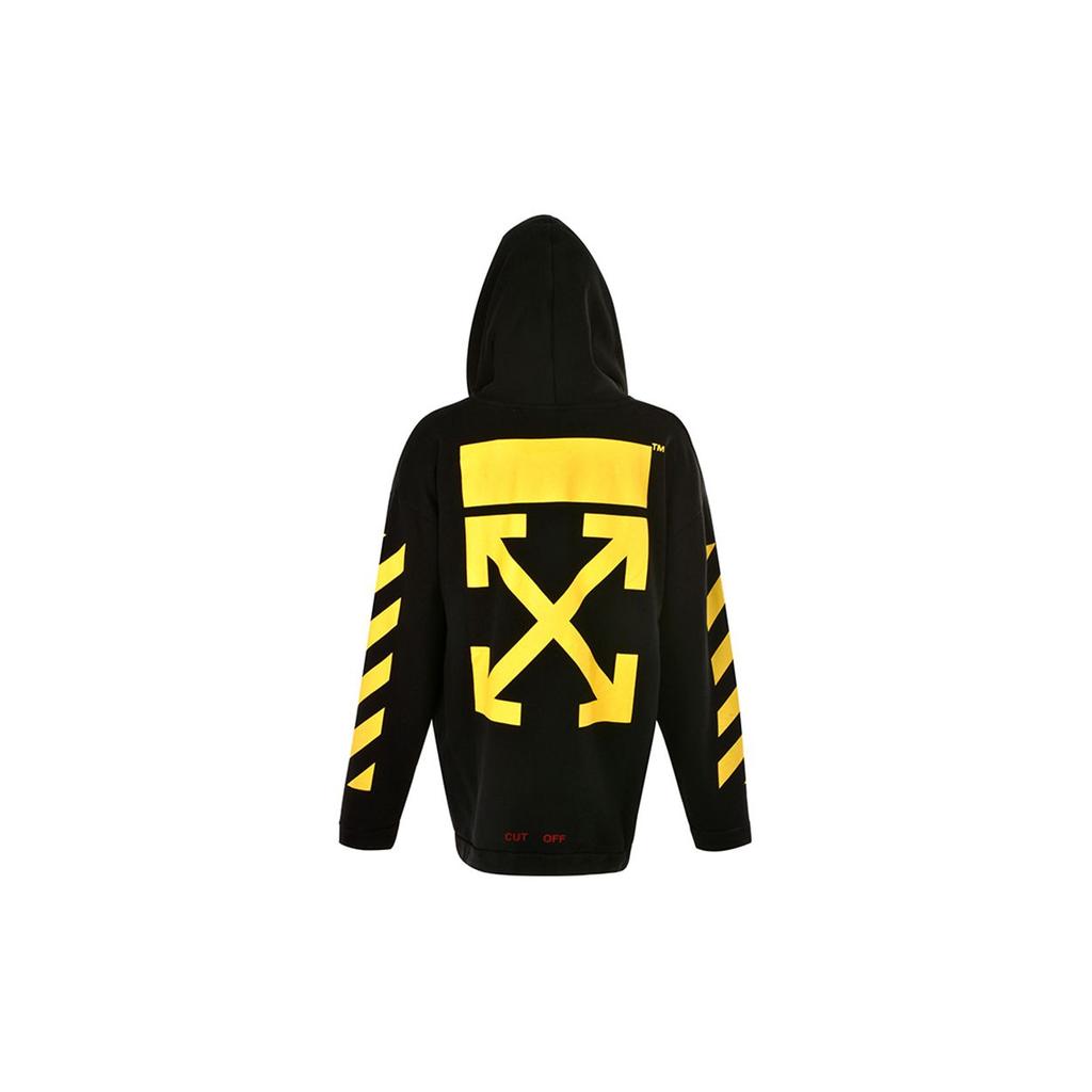 Off-White Arrow Print Loose Hoodie Men Tops Black OMBB00930371099