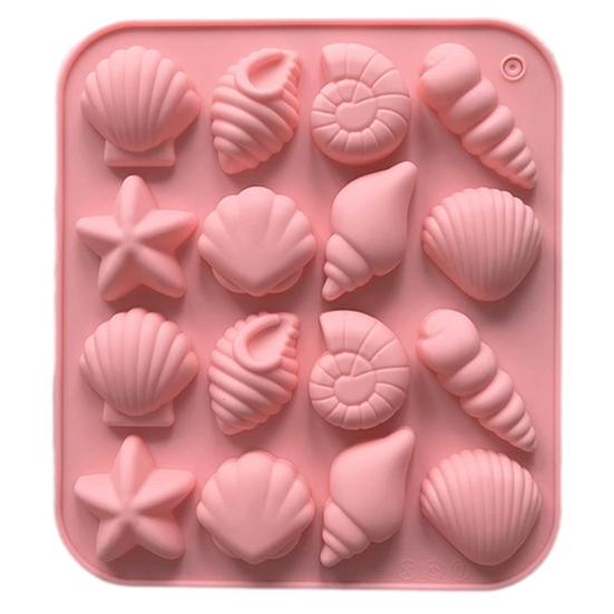 Силиконовая форма для шоколада, 16 ячеек, ракушка, морская звезда, формы для самостоятельного приготовления конфет, пудинга, льда, решетка, форма для торта, антипригарное покрытие, многоразовые формы для выпечки