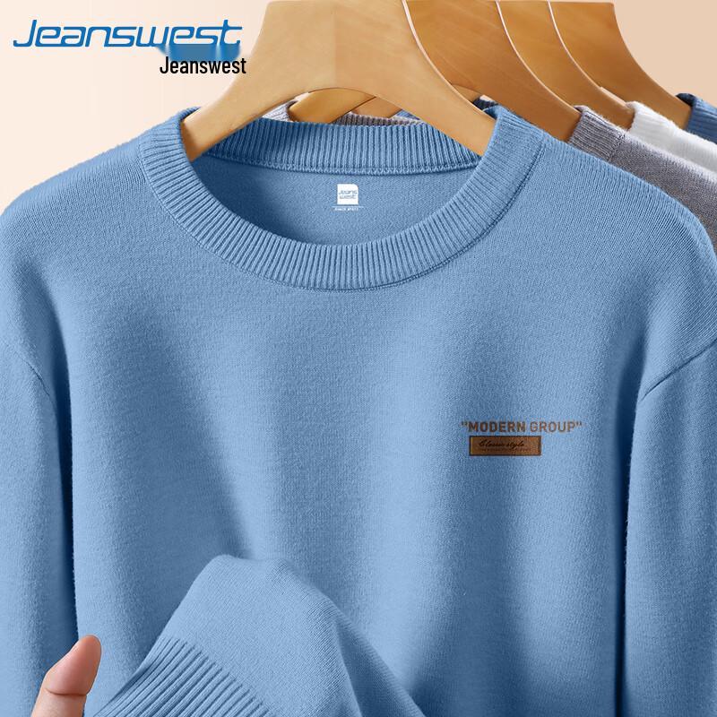 Мужской свитер Jeanswest в американском стиле с принтом букв и круглым вырезом