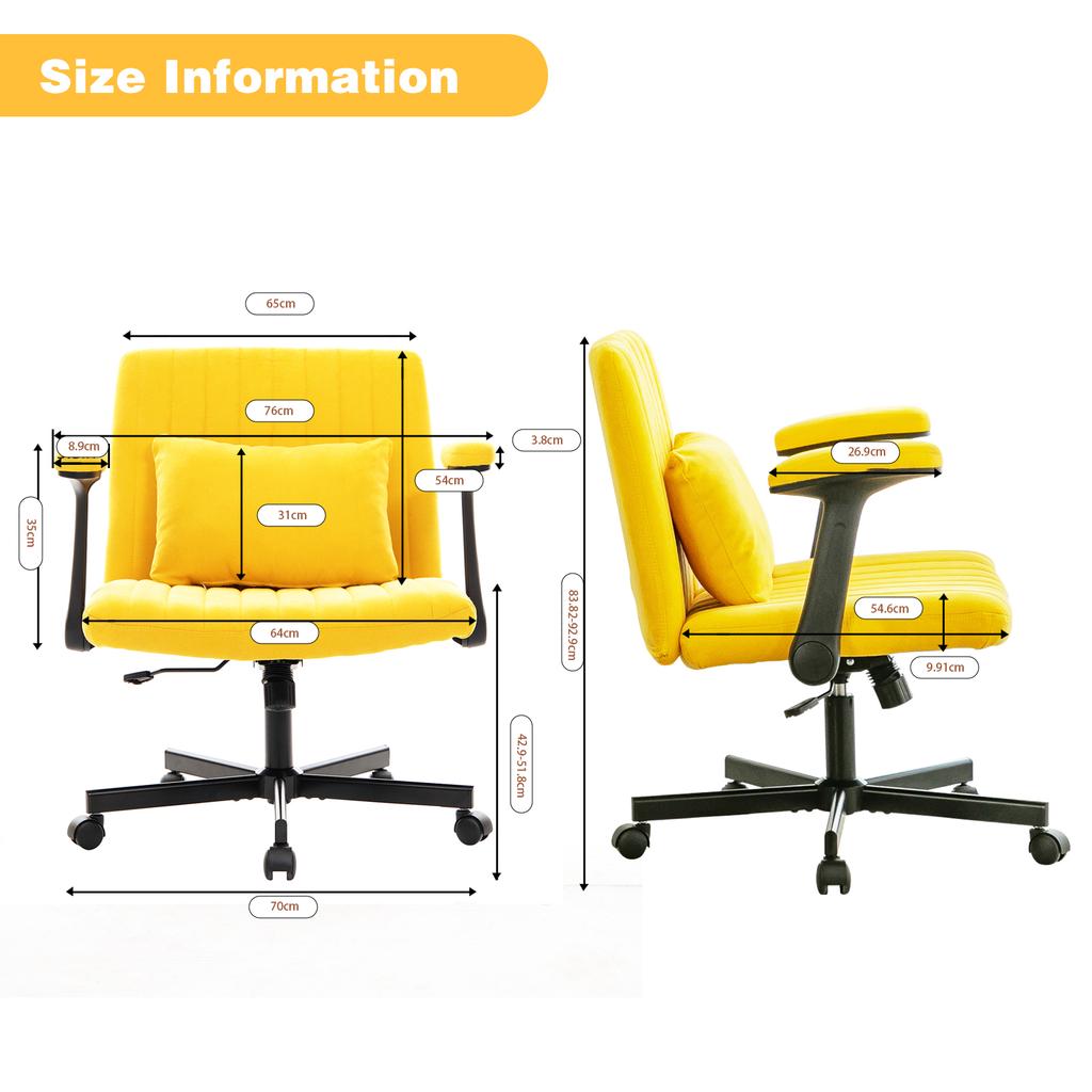 Velvet Home Office – Height-Adjustable Swivel Chair with Foldable Armrests & Quiet Casters – Elegant Fabric Office Chair for Study & Small Spaces