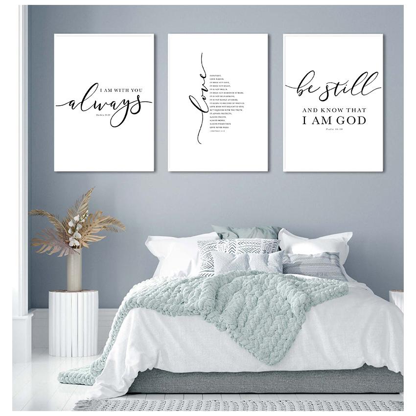and Prints Black White Wall Pictures Scripture Christ Art Canvas Painting Home Decor Christian Bible Verse Quote Posters
