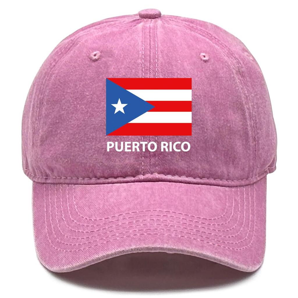 Флаг Пуэрто-Рико Принт Снэпбэк Солнечная шляпа, Патриотическая спортивная шляпа Ретро Необработанный козырек Изогнутый козырек Модная Регулируемая Бейсболка