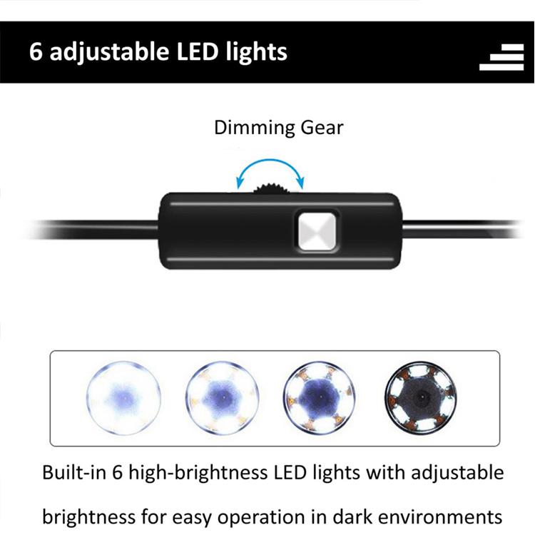 Video Industria Endoscope USB Type C Borescope for OTG Android Windows PC 7mm Inspection Snake Camera Waterproof Semi-Rigid Cord