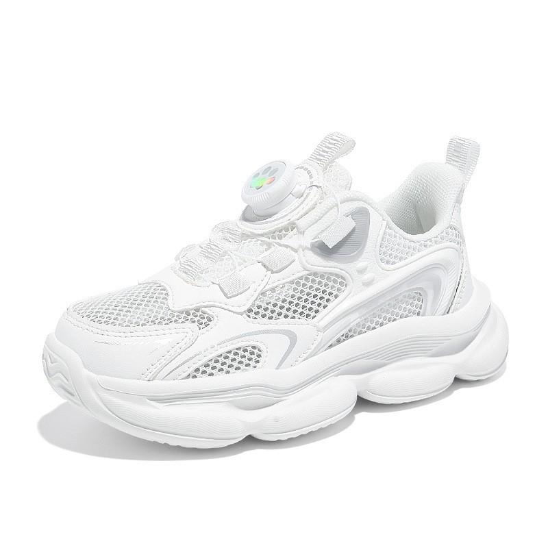 Youth style shoes Boys Lightweight Breathable Mesh Sneakers Kids Casual Sport Shoes Slip-On Style With Rotating Buckle