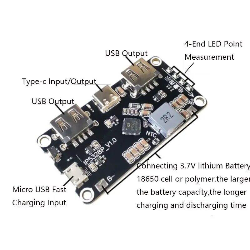 IP5328P Dual USB 18650 зарядное устройство Treasure Tpye-c 3,7 В до 5 В 9 В 12 В повышающее быстрое зарядное устройство печатная плата QC2.0 QC3.0