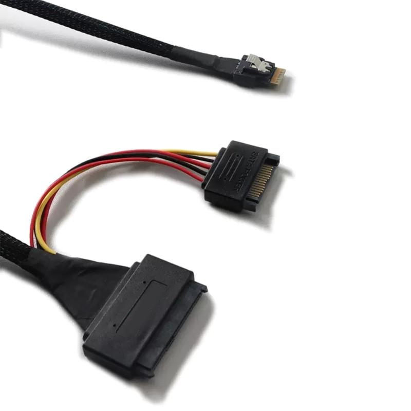 Высокоскоростной интерфейсный разъем SFF8654 4i для жесткого диска SSD SFF8639, кабель-адаптер с шнуром питания, поддержка PCIE4.0