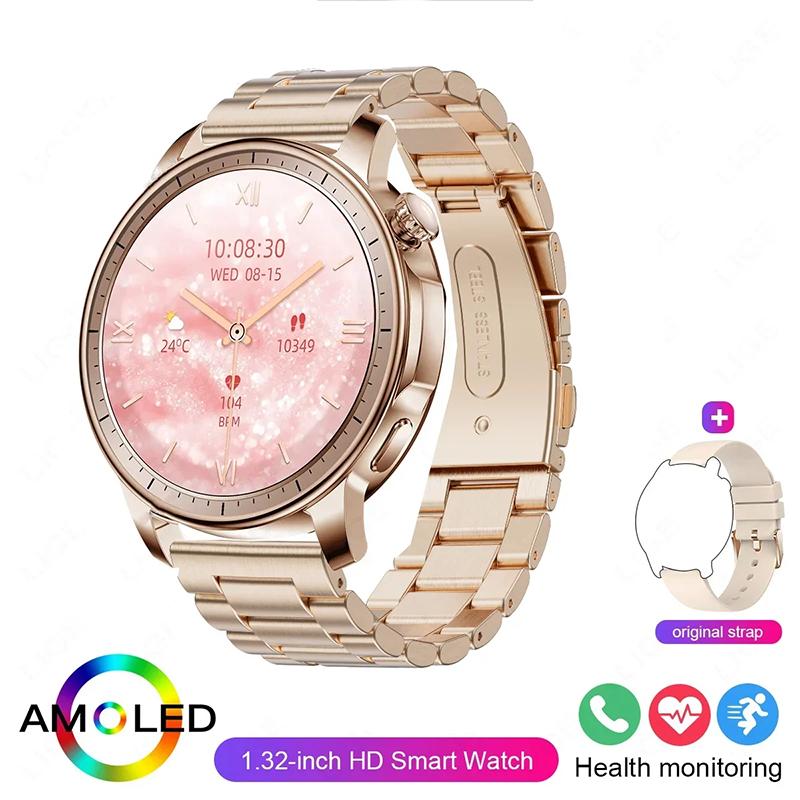 2024 New Fashion Smart Watch Women AMOLED HD Screen Sports Tracker Health Monitoring IP67 Waterproof Bluetooth Call Smart Watchs