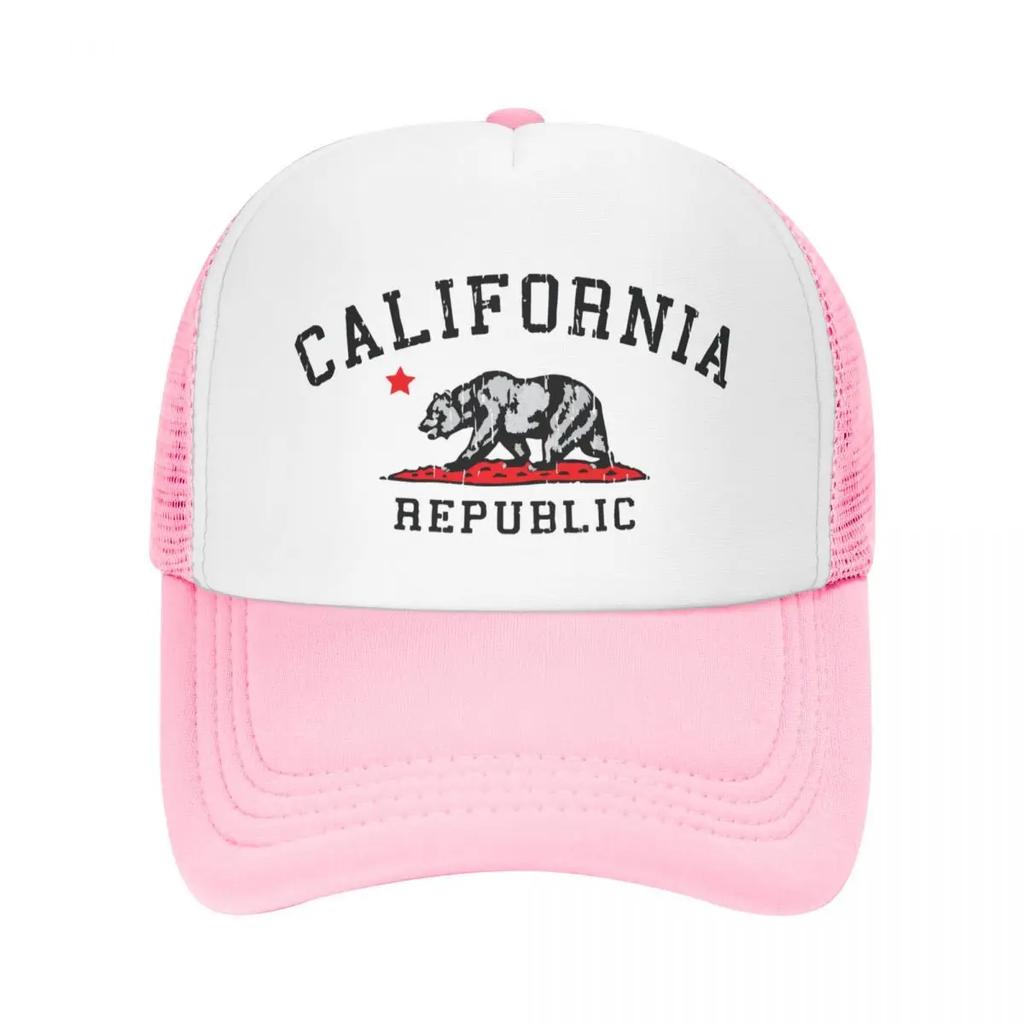 Custom Punk Unisex California Republic Flag Trucker Hat Adult Adjustable Baseball Cap Unisex Women Sun Protection Trucker Cap