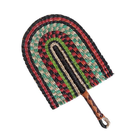 Handmade Straw Weaving Fan Natural Sea Grass Raffia Fan with Long