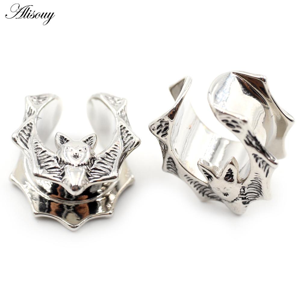 Alisouy 1PC Медь Навозный Жук Цветок Крыло Летучей Мыши Седло Ушные Туннели Затычки Расширитель Растяжитель Измерители Серьги Пирсинг Украшения Для Тела