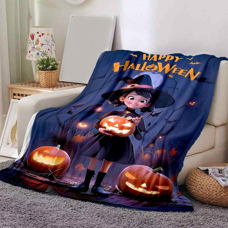 1pc Witch Moon Halloween Pumpkin Blanket Soft Throw for Room Decor, Perfect Gift Idea, Living Room, Travel, Camping, Car Blankets