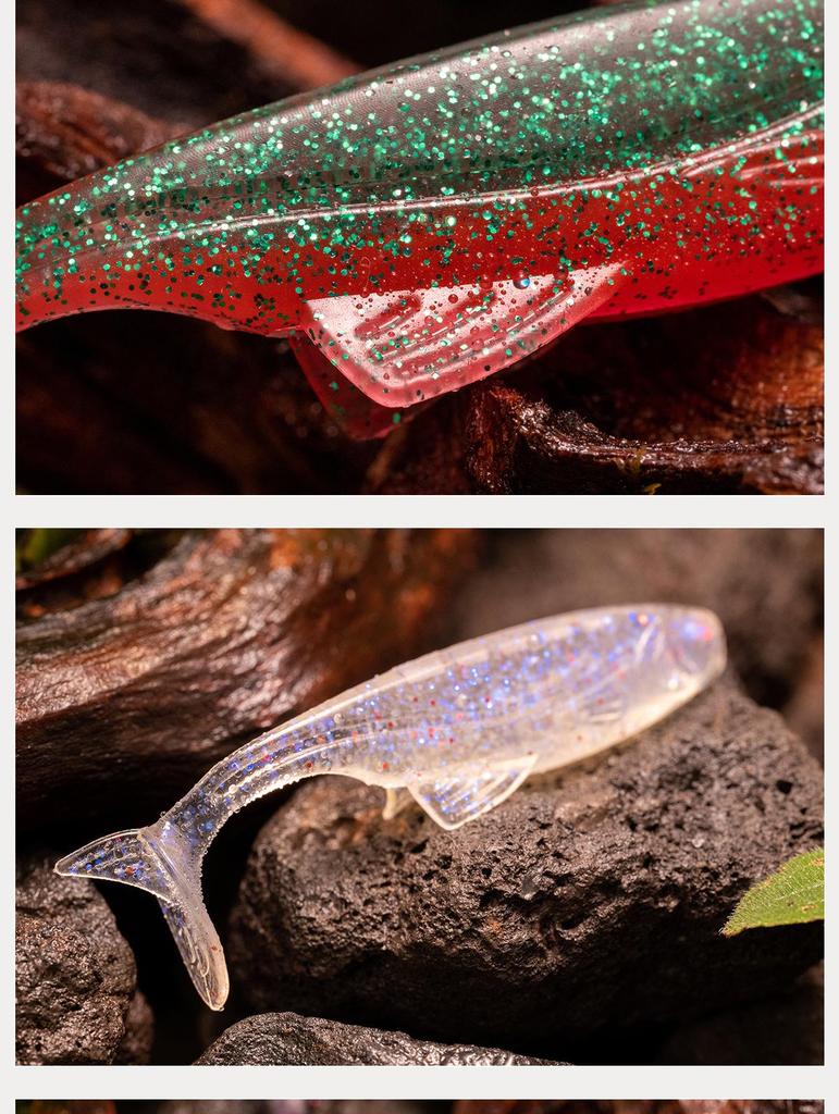 Плавающая мягкая приманка с Т-образным хвостом и крючком свинцовой головкой для оснастки на окуня и мандаринку