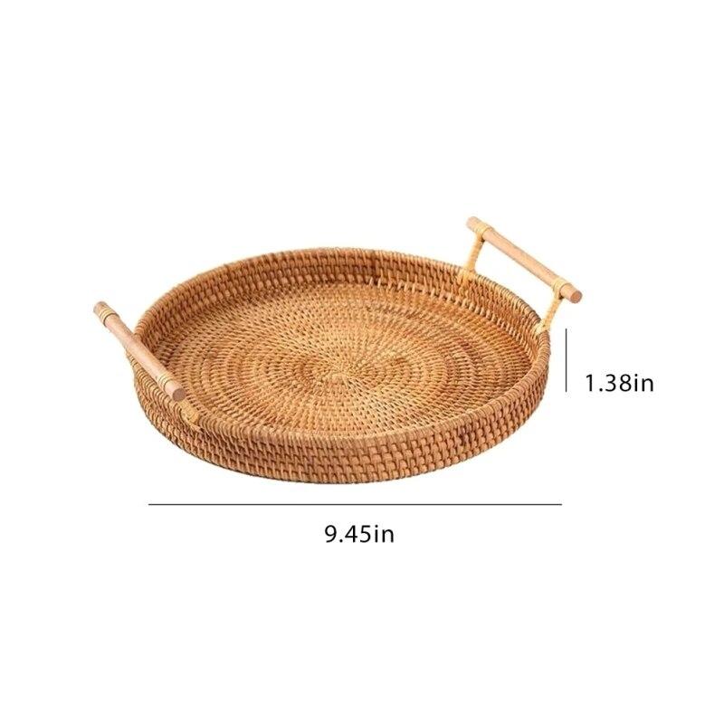 Rattan Tray Storage Basket Rattan Handwoven for Fruit Tea Breadbasket