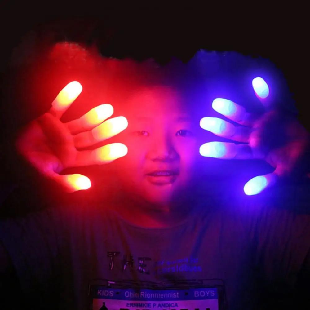 2Pcs Magic Light Up Finger Fingers LED Tricks Thumb Props Halloween Christmas Festival Party Novelty Funny Toys For Child Adult