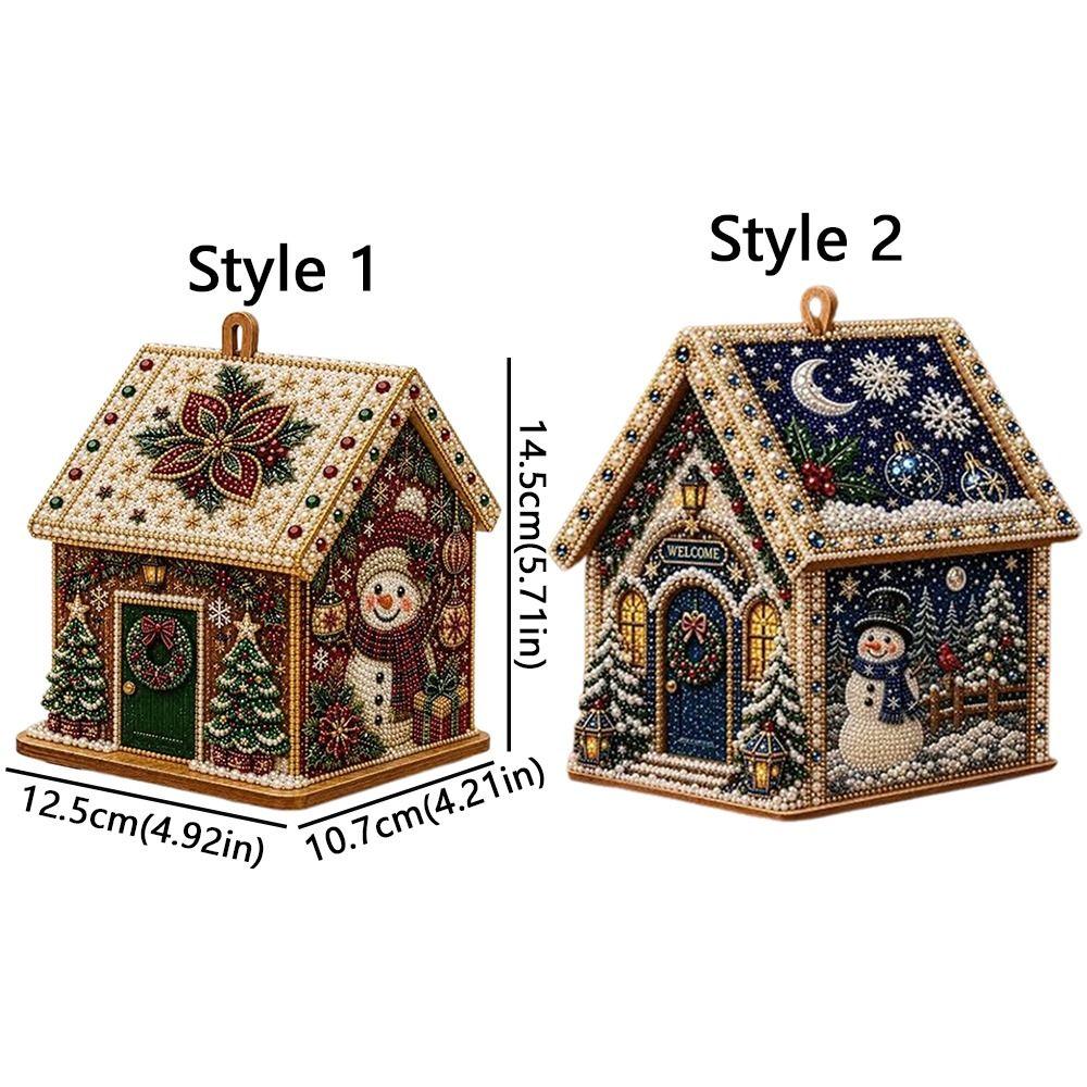 Vintage Style 3D Christmas House Art Kit Xmas House Pearl Painting Kit Home Holiday Decor