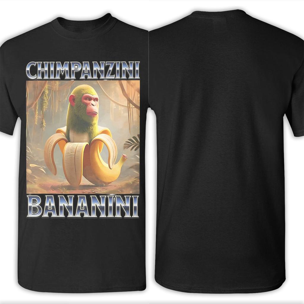 Men Women Printed Chimpanzini Bananini Funny Italian Brainrot Meme T Shirt Tee Pure Cotton  T-shirts Clothes