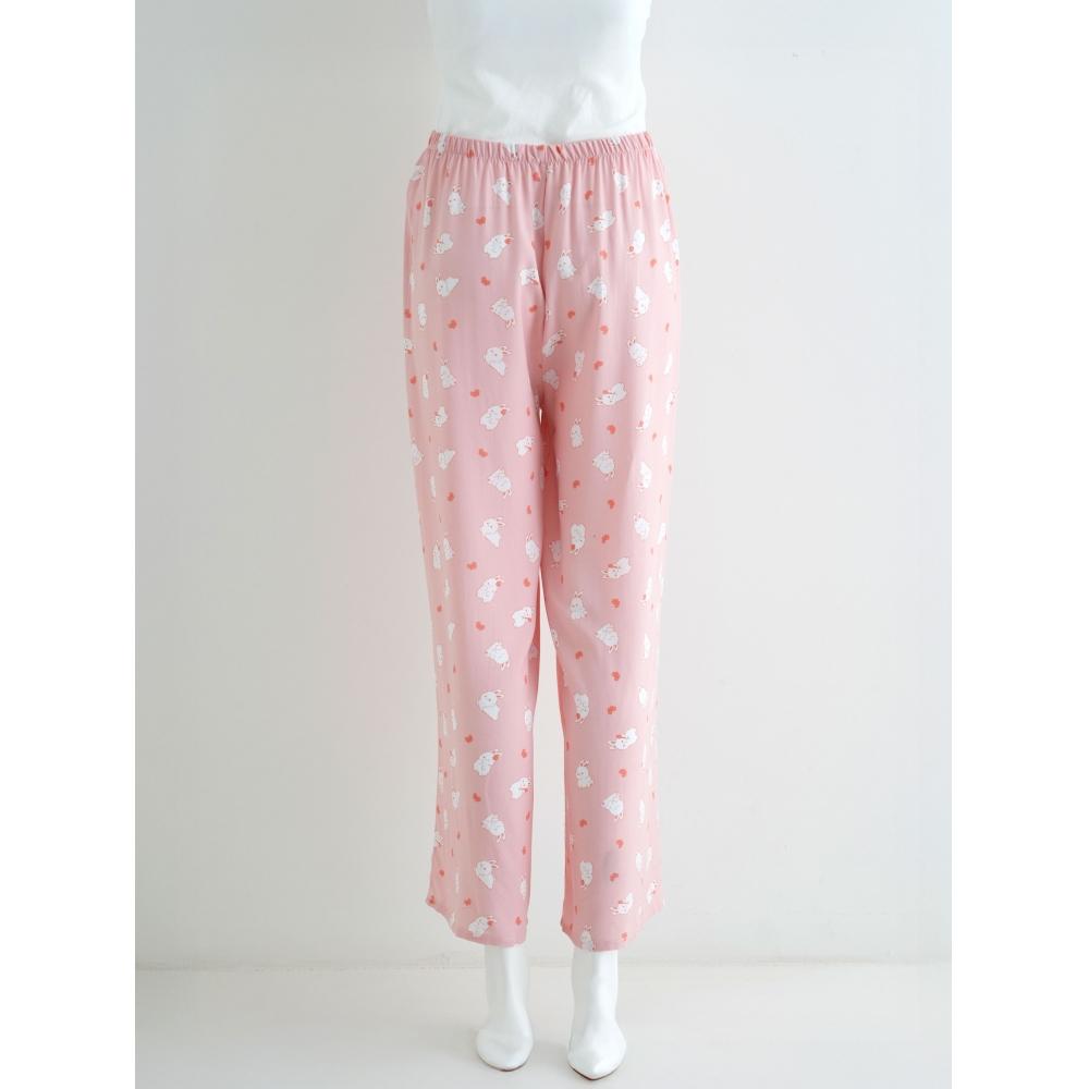 Daiso [женщины] Узорчатые брюки из вискозы 9 частей, кролик