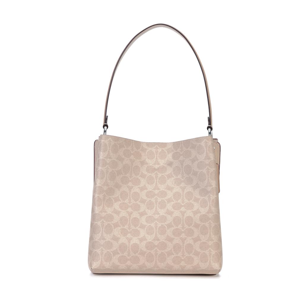 COACH Charlie Artificial Leather Handbag Medium Women's Morandi Color Oat (Unisex) Handbags 89003 LHPVT